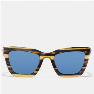 New Coach Blue Honey Varsity Stripe Sunglasses